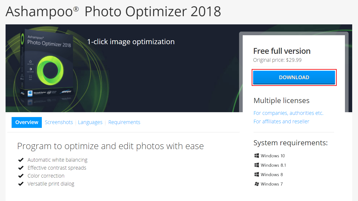 Image 001 - [免費] Ashampoo Photo Optimizer 2018 在電腦上一鍵美化你的照片，全自動超easy！