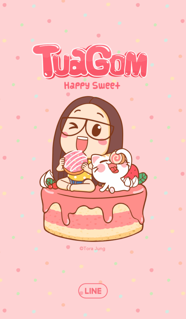 【LINE 官方主題下載】百變女孩朵拉（開心吃甜點篇）