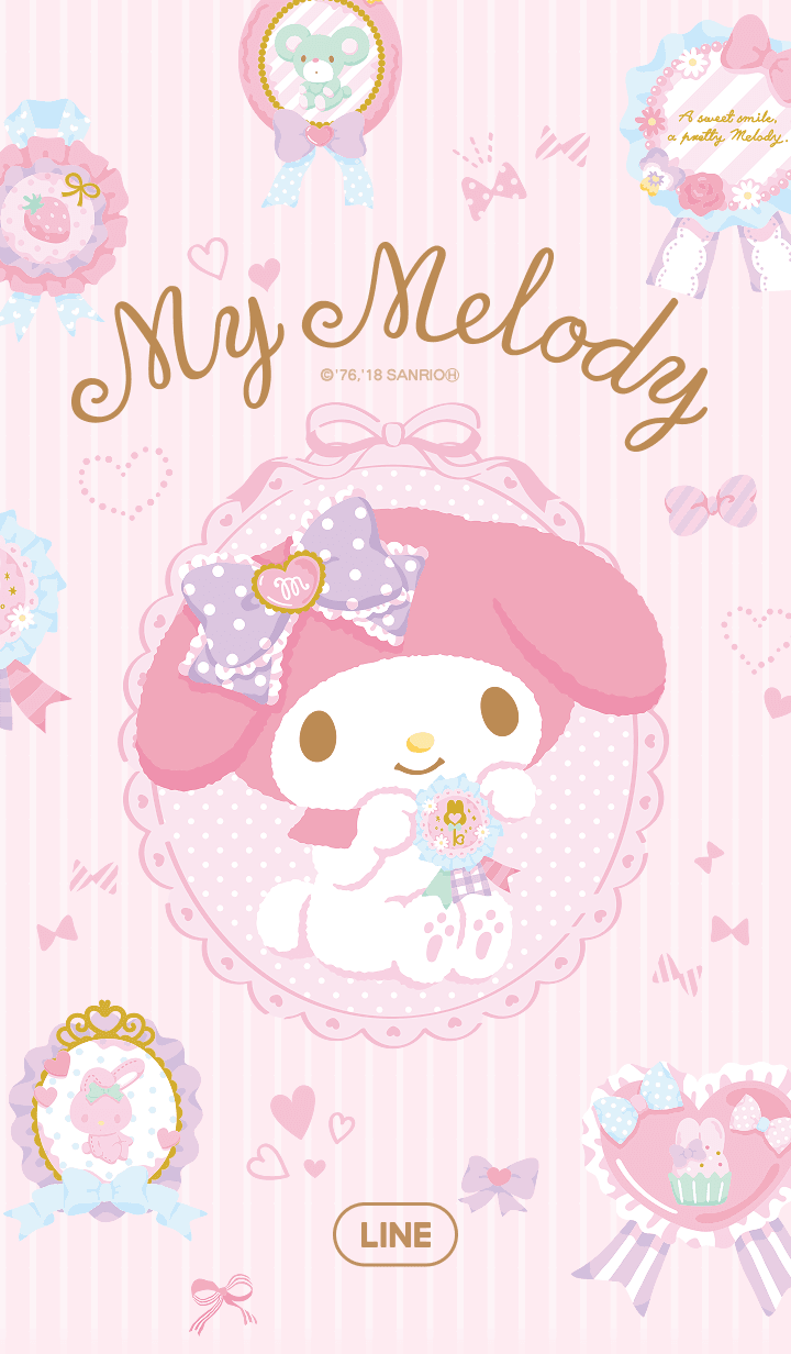 【LINE 官方主題下載】My Melody（胸花篇）