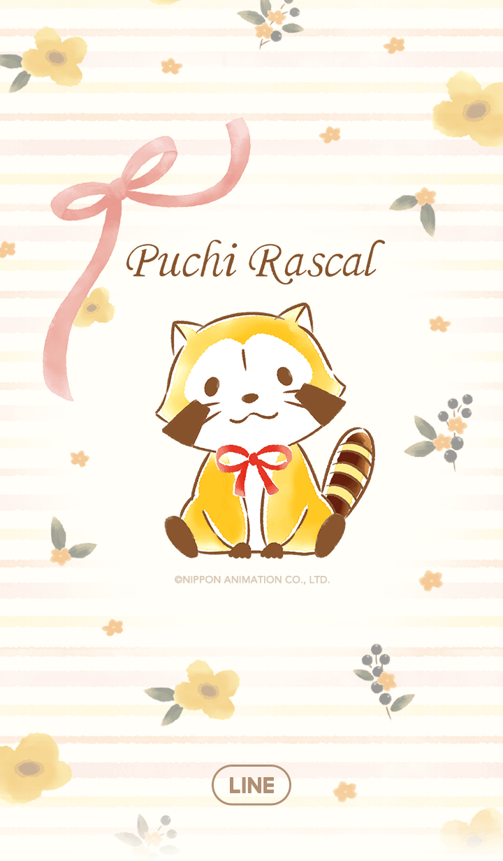 【LINE 官方主題下載】小浣熊☆橘黃小花篇