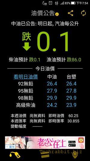 油價公告App介面示意：油價預測與加油優惠